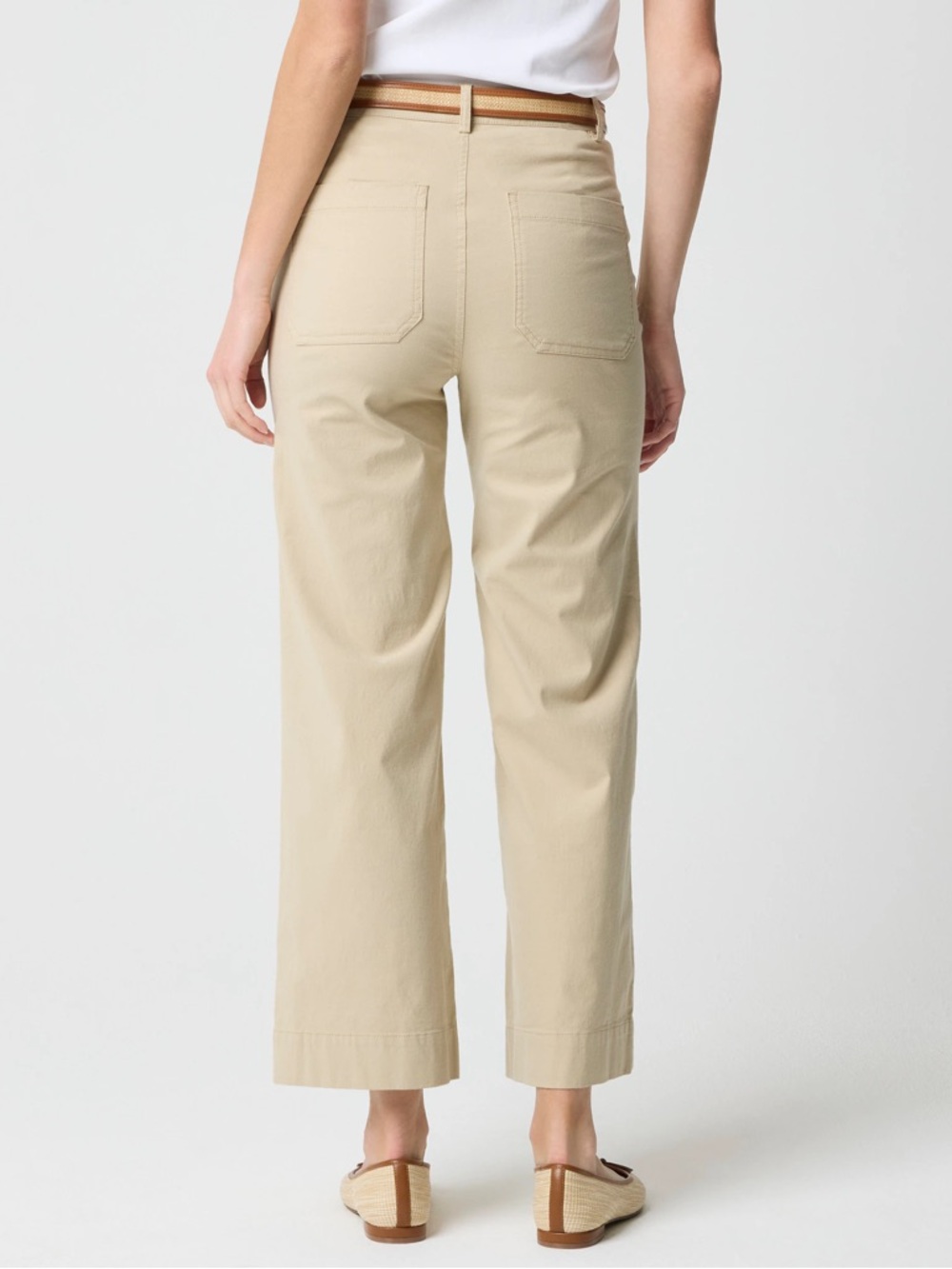 J.Crew Ella wide-leg cropped pant Leg Beige Cotton Pants business casual 27 P